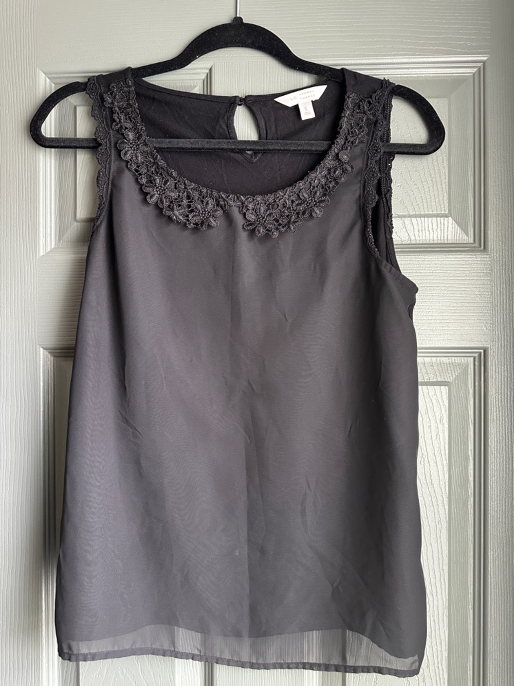 Lauren Conrad Black Sleeveless Camisole with Floral Lace Trim